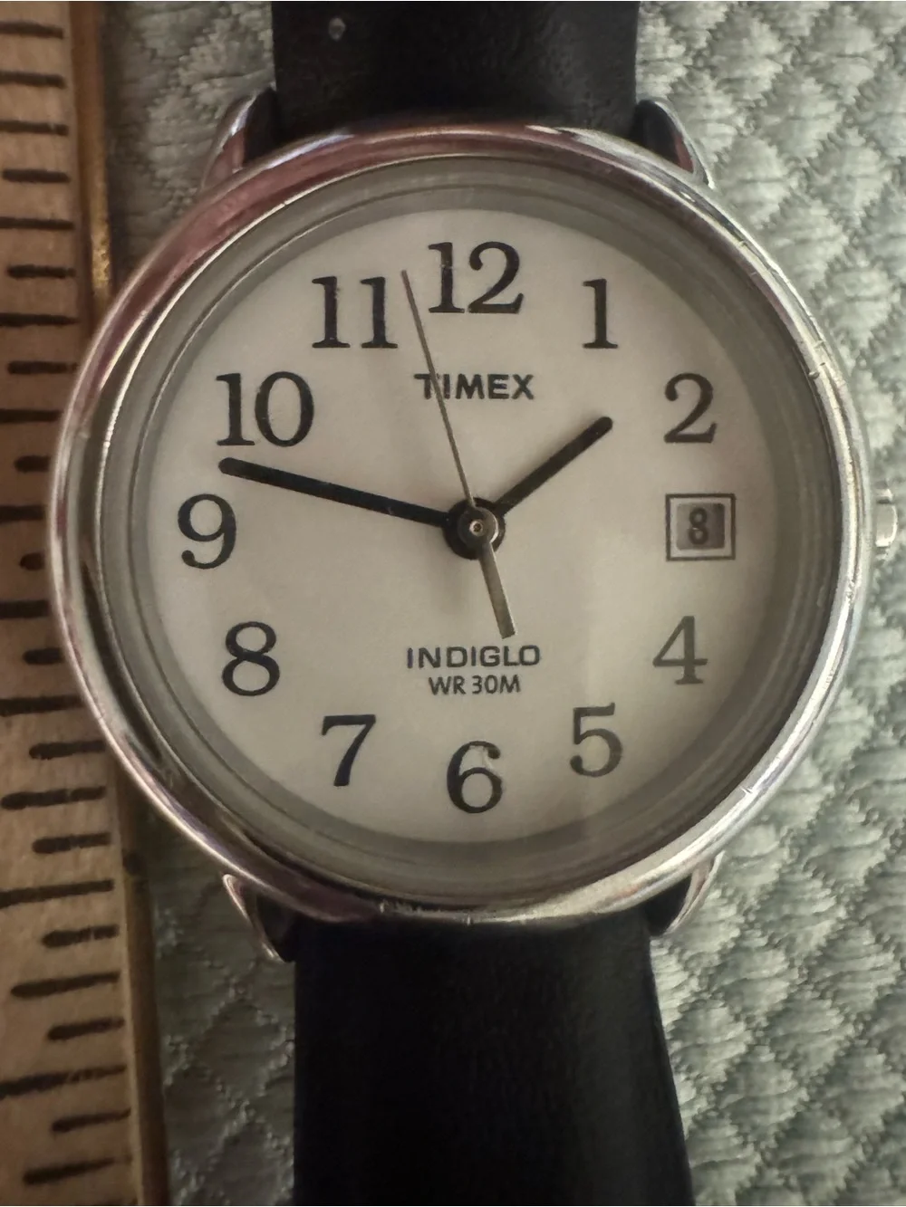 Timex Black Strap Watch with White Dial